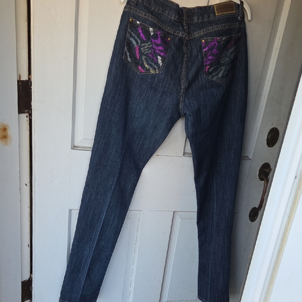 Hannah Skinnyleg Rocawear Dark Blue Skinny Jeans Size 15 Y2k - Picture 12 of 16